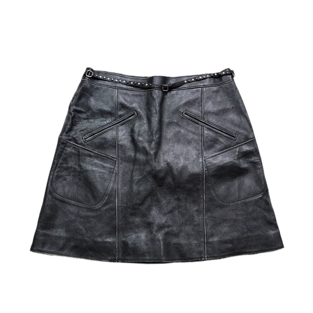 NWOT Coach Belted Quilted Cow Leather Mini Skirt
